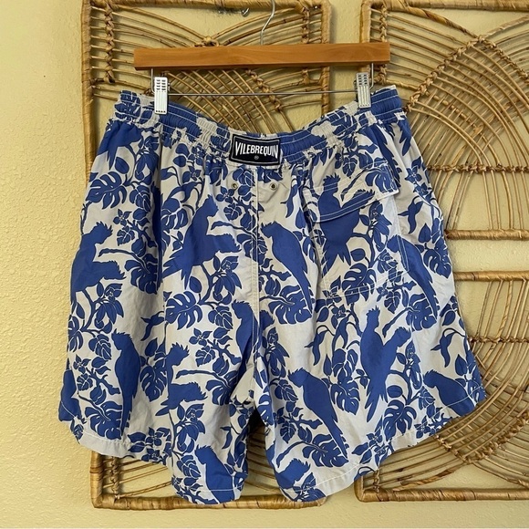 VILEBREQUIN Parrots Birds Swimming Trunks Shorts Blue Naughty Rare HTF XXXL - Picture 2 of 8